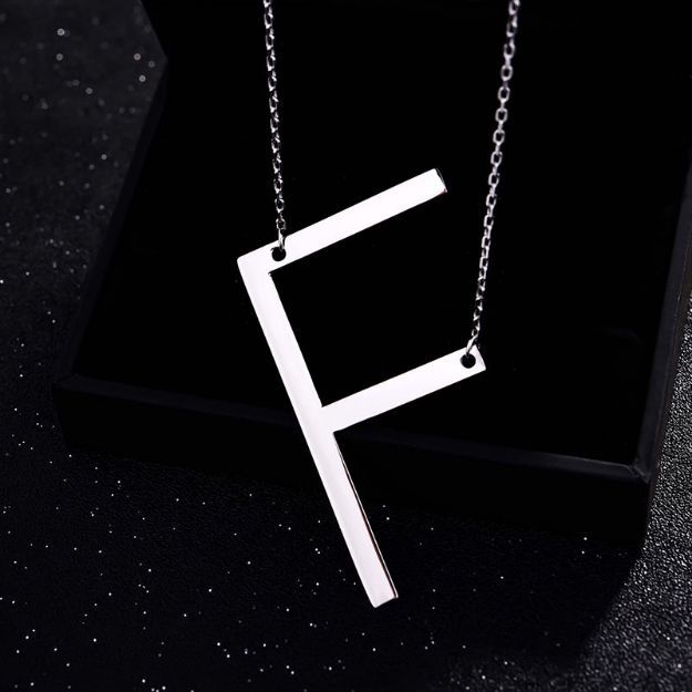 Picture of Fashion Simple "F" Big Letter Initial Necklace In Sterling Silver