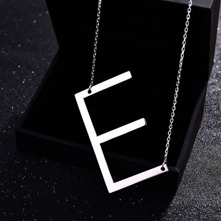 Picture of Fashion Simple "E" Big Letter Initial Necklace In Sterling Silver