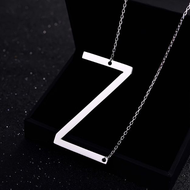 Picture of Fashion Simple "Z" Big Letter Initial Necklace In Sterling Silver