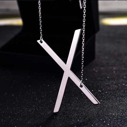 Picture of Fashion Simple "X" Big Letter Initial Necklace In Sterling Silver