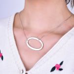 Picture of Fashion Simple "O" Big Letter Initial Necklace In Sterling Silver