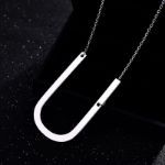 Picture of Fashion Simple "U" Big Letter Initial Necklace In Sterling Silver