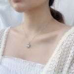 Picture of Christmas Gift Snowflake Design Moonstone Necklace In Sterling Silver