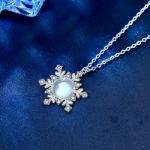 Picture of Christmas Gift Snowflake Design Moonstone Necklace In Sterling Silver