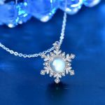 Picture of Christmas Gift Snowflake Design Moonstone Necklace In Sterling Silver