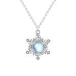 Picture of Christmas Gift Snowflake Design Moonstone Necklace In Sterling Silver