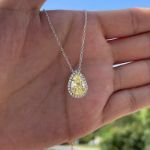 Picture of Exquisite Halo Pear Cut Yellow Sapphire Pendant with Necklace In Sterling Silver