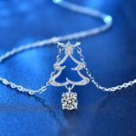 Picture of Christmas Gift Christmas Tree Design Round Cut Necklace In Sterling Silver