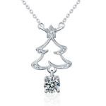 Picture of Christmas Gift Christmas Tree Design Round Cut Necklace In Sterling Silver