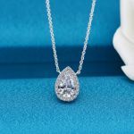 Picture of Elegant Halo Pear Cut Necklace For Women In Sterling Silver