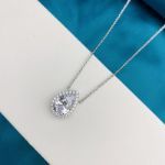 Picture of Elegant Halo Pear Cut Necklace For Women In Sterling Silver