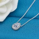 Picture of Elegant Halo Pear Cut Necklace For Women In Sterling Silver