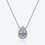 Picture of Elegant Halo Pear Cut Necklace For Women In Sterling Silver