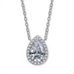 Picture of Elegant Halo Pear Cut Necklace For Women In Sterling Silver