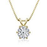 Picture of Classic Yellow Gold Round Cut Moissanite Stone Pendant Necklace In Sterling Silver