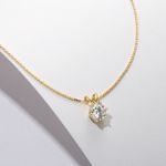 Picture of Classic Yellow Gold Round Cut Moissanite Stone Pendant Necklace In Sterling Silver