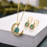 Picture of Stunning Yellow Gold Halo Round Cut Paraiba Tourmaline 2PC Jewelry Set In Sterling Silver