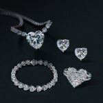 Picture of Stunning Heart Cut Moissanite Diamond 4PC Jewelry Set In Sterling Silver