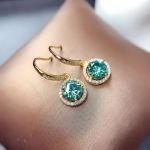 Picture of Stunning Yellow Gold Halo Round Cut Paraiba Tourmaline 2PC Jewelry Set In Sterling Silver