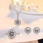 Picture of Exquisite Halo Round Cut 3PC Jewelry Set In Sterling Silver