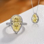 Picture of Exquisite Halo Pear Cut Yellow Sapphire 2PC Jewelry Set In Sterling Silver