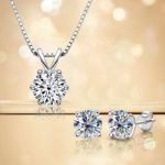 Picture of Classic White Gold 6 Prong Round Cut Moissanite 2PC Jewelry Set In Sterling Silver