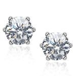 Picture of Classic White Gold 6 Prong Round Cut Moissanite 2PC Jewelry Set In Sterling Silver