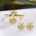 Picture of Classic Oval Cut Yellow Sapphire 2PC Jewelry Set For Women In Sterling Silver