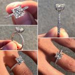 Picture of Sparkle Princess Cut Engagement Ring For Women In Sterling Silver