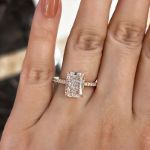 Picture of Rose Gold Radiant Cut Engagement Ring In Sterling Silver