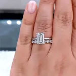 Picture of Stunning Emerald Cut Wedding Set For Women In Sterling Silver