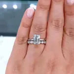 Picture of Stunning Emerald Cut Wedding Set For Women In Sterling Silver