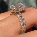 Picture of Gorgeous Yellow Gold Emerald Cut Wedding Set In Sterling Silver