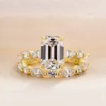 Picture of Gorgeous Yellow Gold Emerald Cut Wedding Set In Sterling Silver