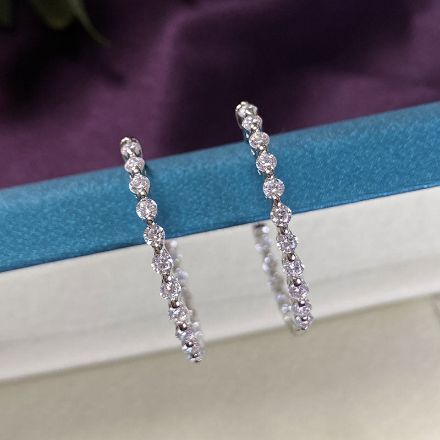 Picture of Sparkle Round Cut Women's Hoop Earrings In Sterling Silver