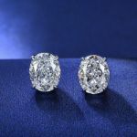 Picture of Stunning Classic Oval Cut Moissanite Diamond Stud Earrings In Sterling Silver