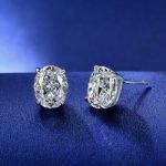 Picture of Stunning Classic Oval Cut Moissanite Diamond Stud Earrings In Sterling Silver