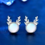 Picture of Christmas Gift Reindeer Design Moonstone Stud Earrings In Sterling Silver