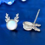 Picture of Christmas Gift Reindeer Design Moonstone Stud Earrings In Sterling Silver