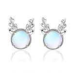 Picture of Christmas Gift Reindeer Design Moonstone Stud Earrings In Sterling Silver
