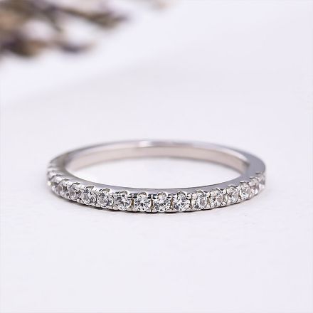 Picture of Sterling Silver Classic Full Eternity Thin Wedding Band For Women