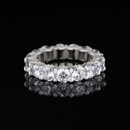 Picture of Eternity Round Cut Simulated Diamond Wedding Band for Her In White Gold