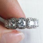 Picture of Unique Gifts Halo Six Cushion Cut Diamond Women's Wedding Band Ring