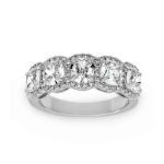 Picture of Unique Gifts Halo Six Cushion Cut Diamond Women's Wedding Band Ring