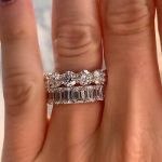 Picture of Luxurious Moissanite Diamond Wedding Band Set For Women In Sterling Silver