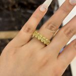 Picture of Gorgeous Yellow Gold Oval Cut Yellow Sapphire Wedding Band For Women In Sterling Silver