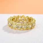 Picture of Gorgeous Yellow Gold Oval Cut Yellow Sapphire Wedding Band For Women In Sterling Silver