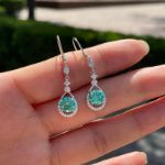 Picture of Stunning Round Cut Paraiba Tourmaline Drop Earrings In Sterling Silver