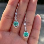 Picture of Stunning Round Cut Paraiba Tourmaline Drop Earrings In Sterling Silver