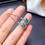 Picture of Stunning Round Cut Paraiba Tourmaline Drop Earrings In Sterling Silver